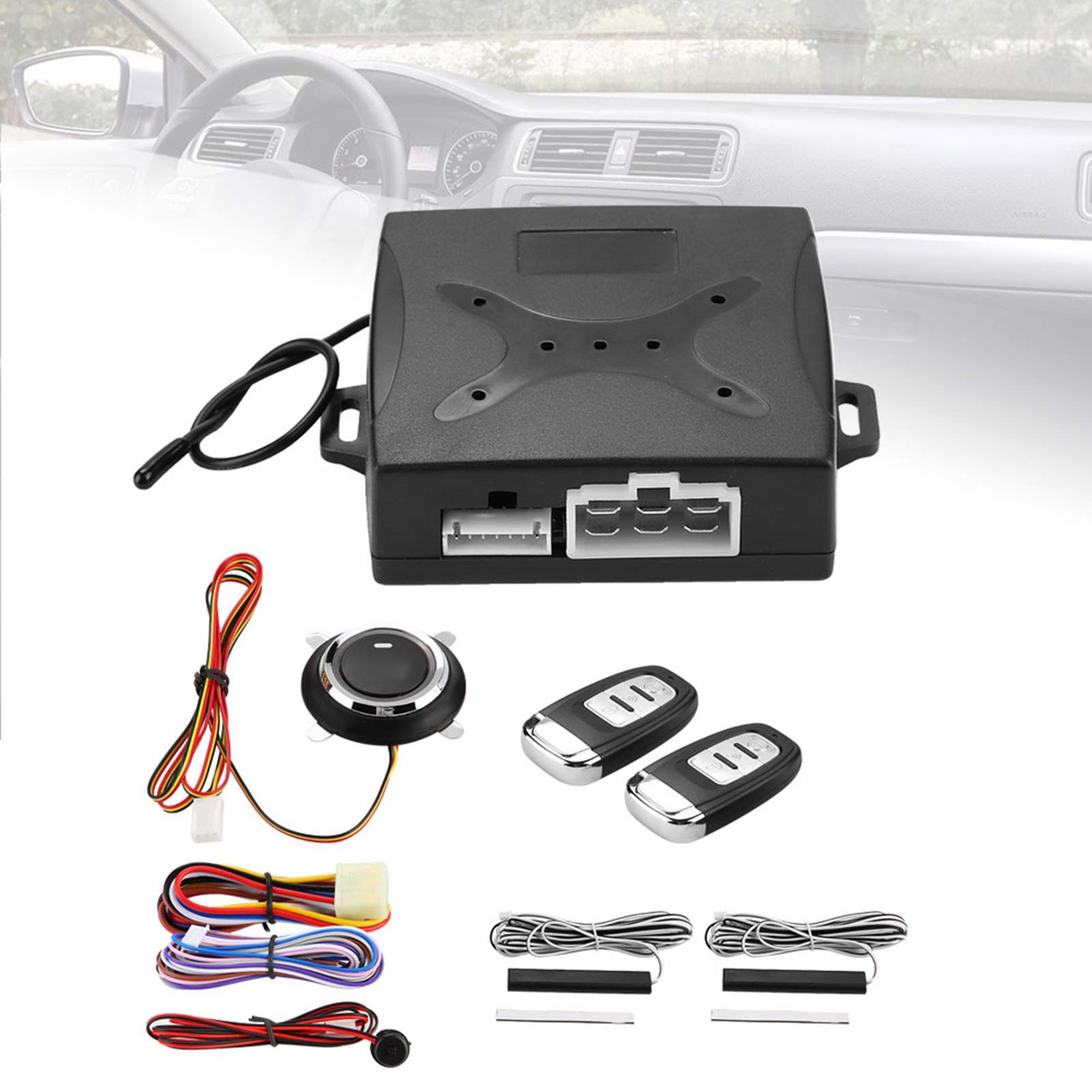 Universal Car Remote Starter & Keyless Entry System - Push Button Engine Ignition, Alarm Security - Perfect for Cold Weather & Convenient Parking