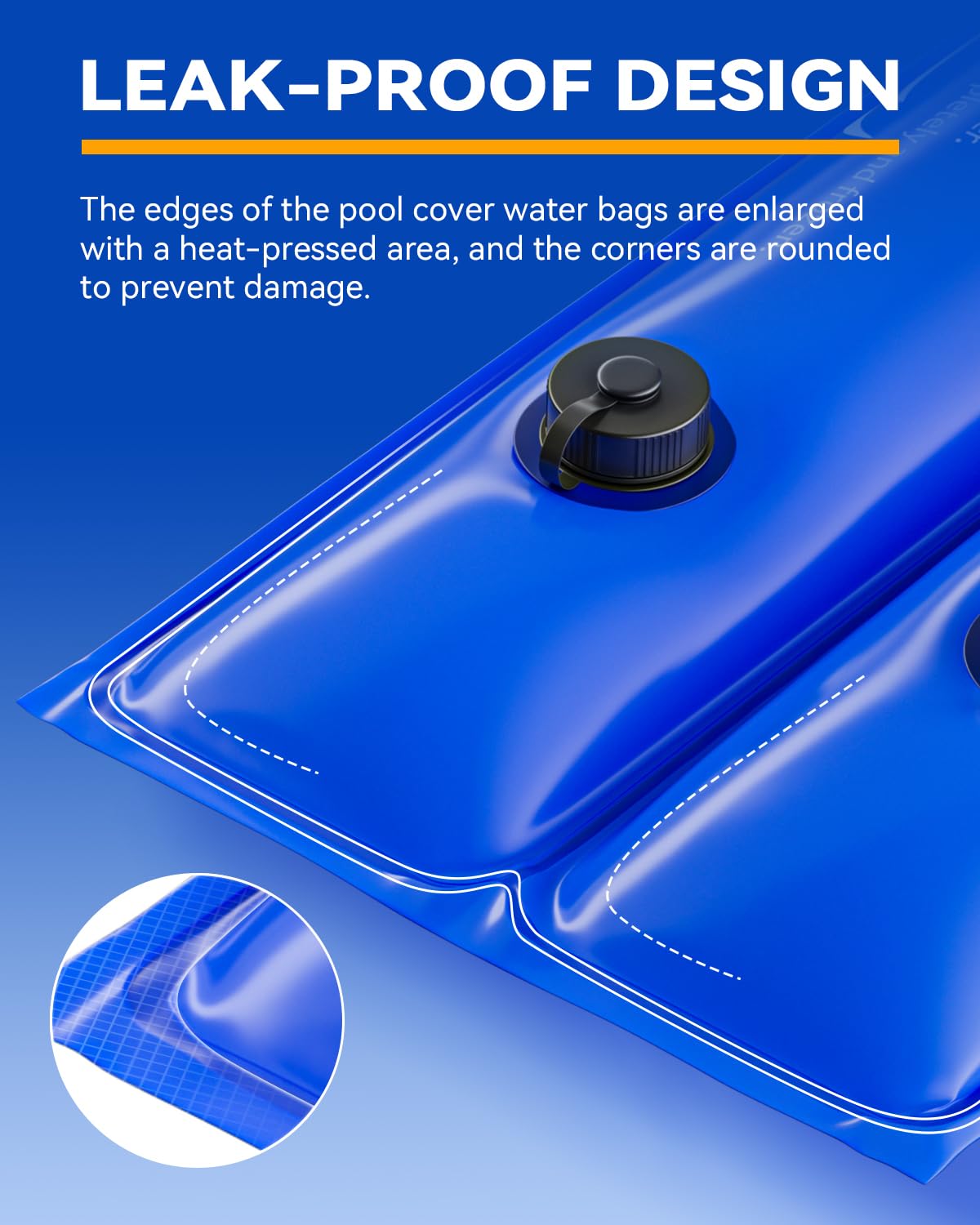 12 Pack 8FT Double Chamber Pool Cover Water Tubes with Weights - 28 Gauge (0.42mm) Blue - Heavy Duty Pool Cover Accessories for Winter Protection & Above Ground Pools