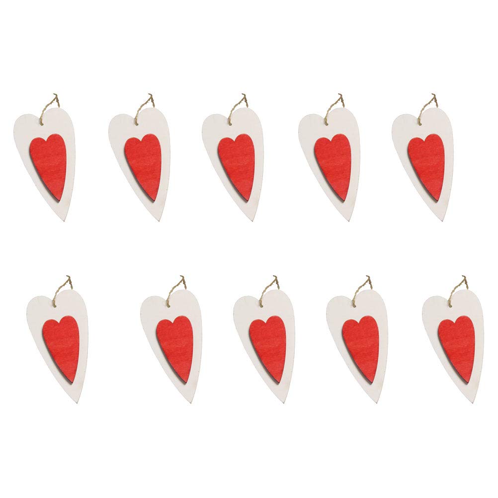 10Pcs Heart-Shaped Wood Slices - Natural Wooden Pendants for DIY Crafts, Christmas Ornaments & Home Decor - Perfect for Holiday Decorations, Wedding Favors, and Rustic Party Decor