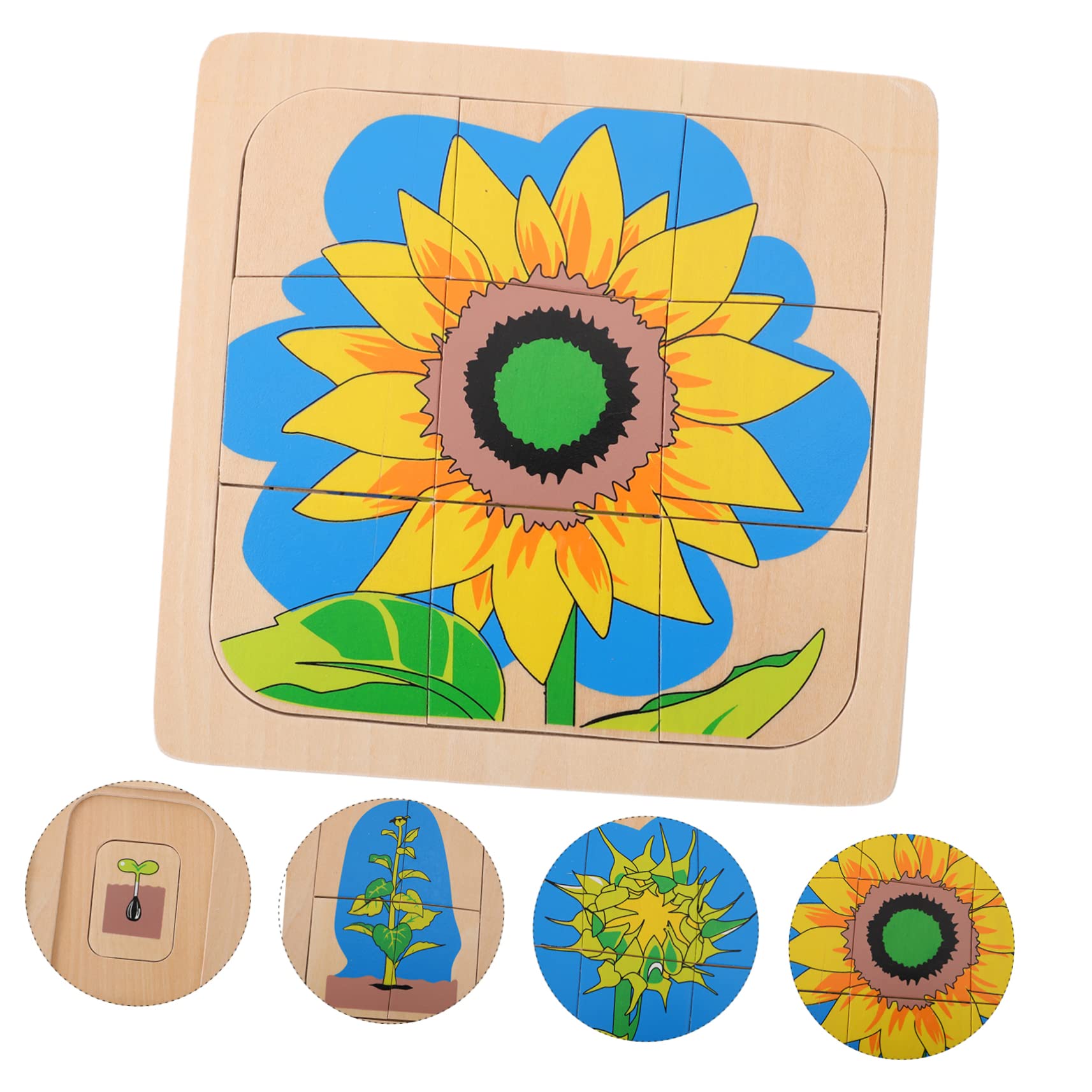 TOYANDONA Sunflower Life Cycle Puzzle Set - 3D Layered Wooden Educational Toy for Kids, Montessori Learning Activity, Children's Developmental Puzzle Game | Perfect for Homeschooling, Classroom Science Lessons & Toddler Cognitive Development