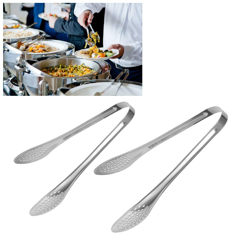 5Pcs Stainless Steel Food Serving Tongs - Locking Kitchen Tongs for BBQ, Salad, Steak, Buffet - Multipurpose Cooking & Serving Utensil for Grilling, Baking, Picnics & Parties