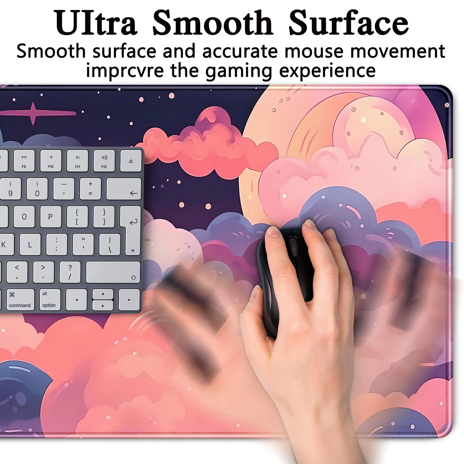 Kawaii Pink Purple Cloud Anime XXL Gaming Mouse Pad - 31.5