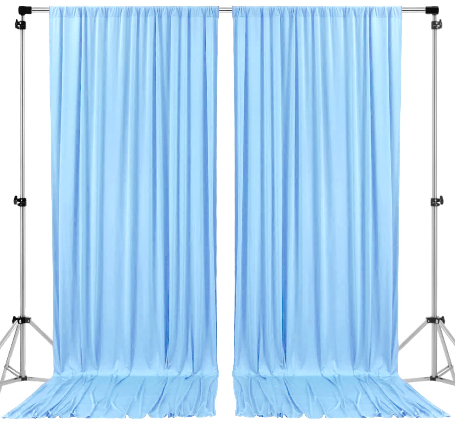 10ft x 8ft IFR Polyester Backdrop Curtains with Rod Pockets - Light Blue Wedding Drapes for Ceremony, Party & Home Decor - Window Treatments, Stage Background, Photo Booth Backdrop