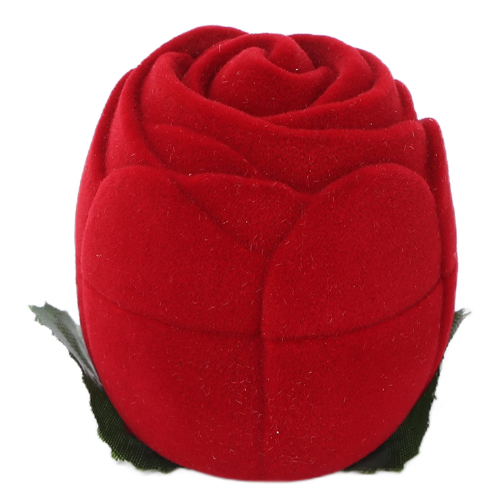 Flocked Rose-Shaped Wedding Ring Box - Small Portable Jewelry Gift Box for Earrings, Necklaces & Rings - Perfect for Anniversaries, Valentine's Day & Birthdays - Elegant Proposal & Wedding Accessory