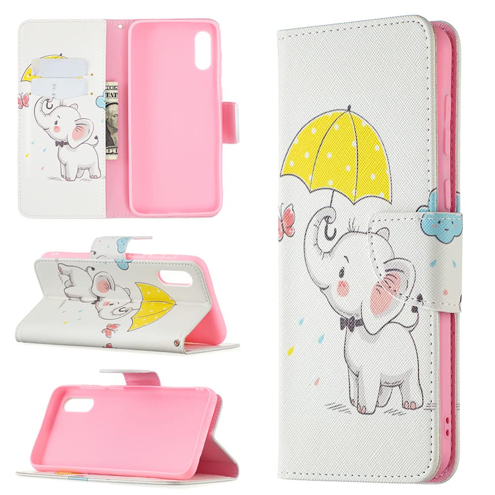 Samsung Galaxy A02 Case Flip Wallet Phone Cover with Kickstand & Card Holder - Luxury PU Leather Protective Case for Samsung A02/M02 (Elephant Design) - Perfect for Work, Travel & Everyday Use