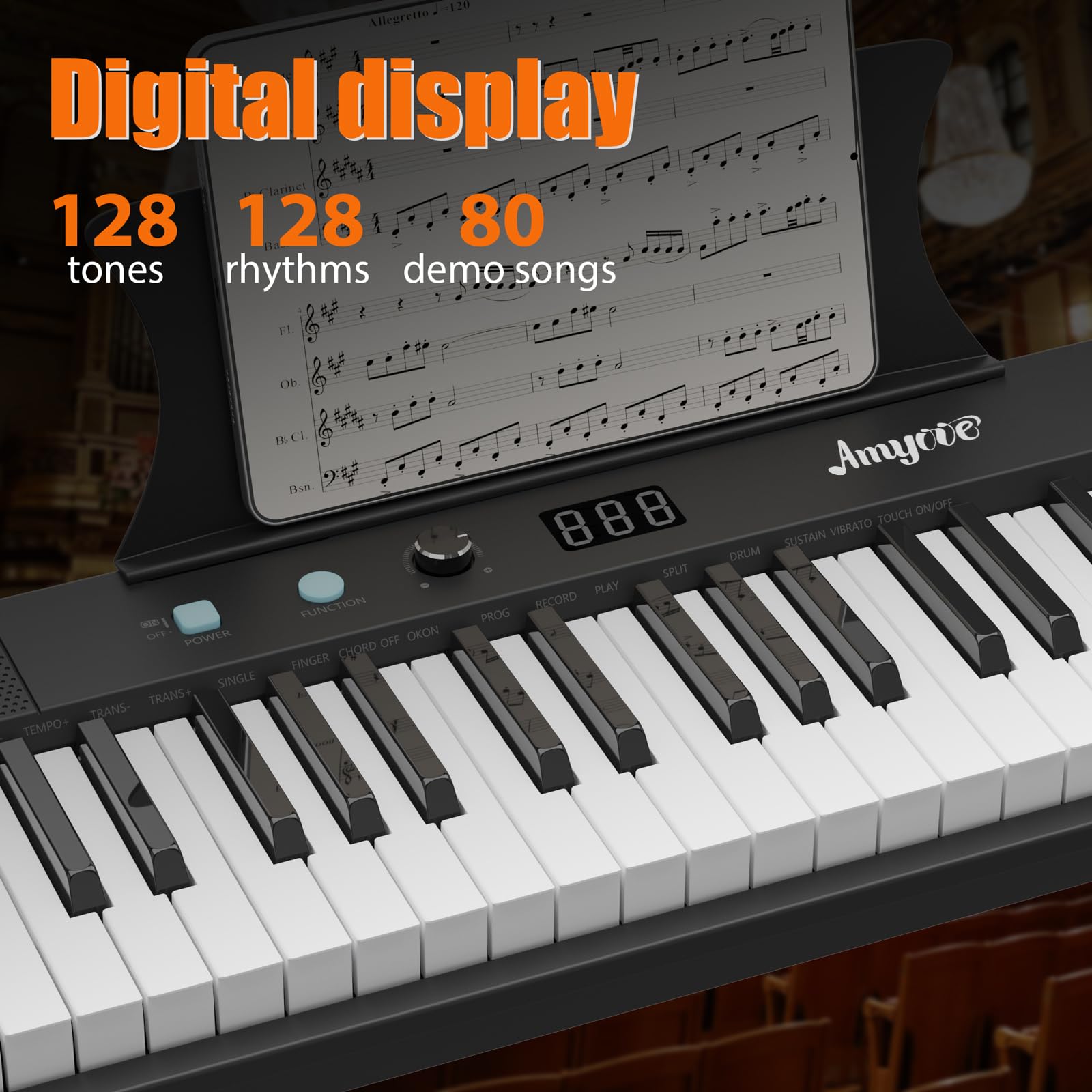 61-Key Portable Electric Piano Keyboard with Semi-Weighted Keys - Professional Digital Piano for Beginners & Adults - Includes Power Supply, Built-In Speakers, Sustain Pedal, Stand & Stool - Perfect for Home Practice, Music Lessons, Birthday & Christmas Gifts