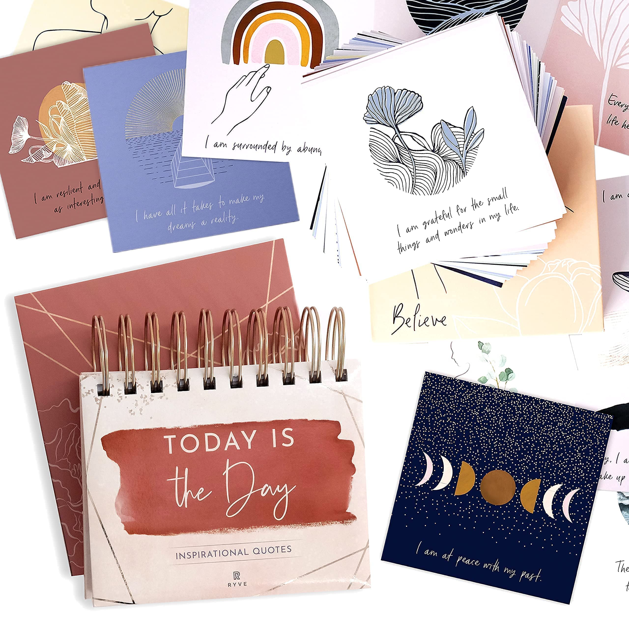 RYVE Motivational Calendar & Affirmation Cards for Women - Inspirational Desk Decor with Positive Quotes | Office & Home Decor | Self-Care Gifts for Women | Perfect for Daily Motivation, Workstation Inspiration & Thoughtful Gifting