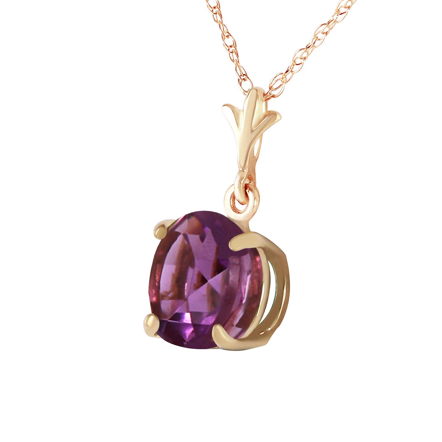 1.15 Carat Natural Purple Amethyst Solitaire Pendant Necklace in 14K Solid Gold - Elegant Jewelry for Women, Perfect for Valentine's Day, Anniversary & Special Occasions