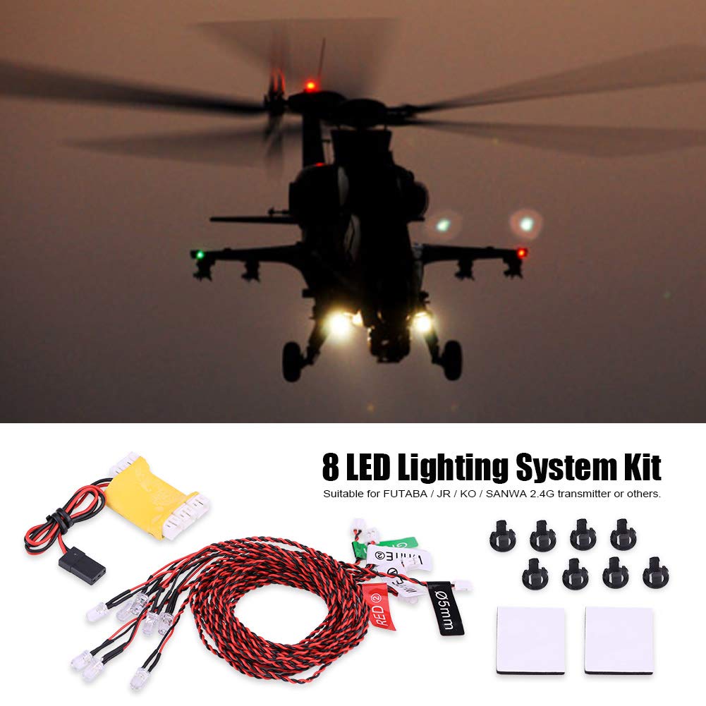 RC Plane LED Navigation Light Kit - 8 LED Flashing Light System for RC Airplanes & Helicopters | Realistic Simulation Lights for RC Aircraft Models | Perfect for Night Flying & Scale Model Displays