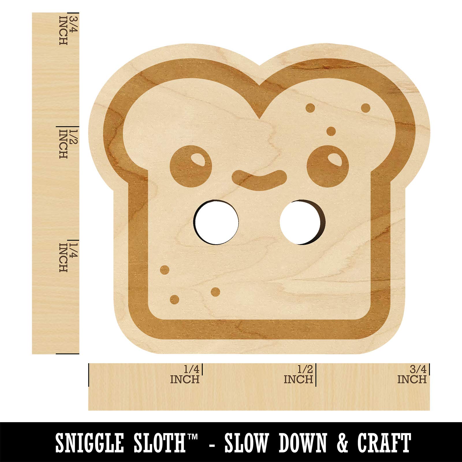 Happy Toast Bread Wood Buttons for Sewing, Knitting, Crochet & DIY Crafts - Cute Kawaii Style, 0.75 Inch Small (12pcs) - Perfect for Scrapbooking, Clothing Accessories & Handmade Gifts