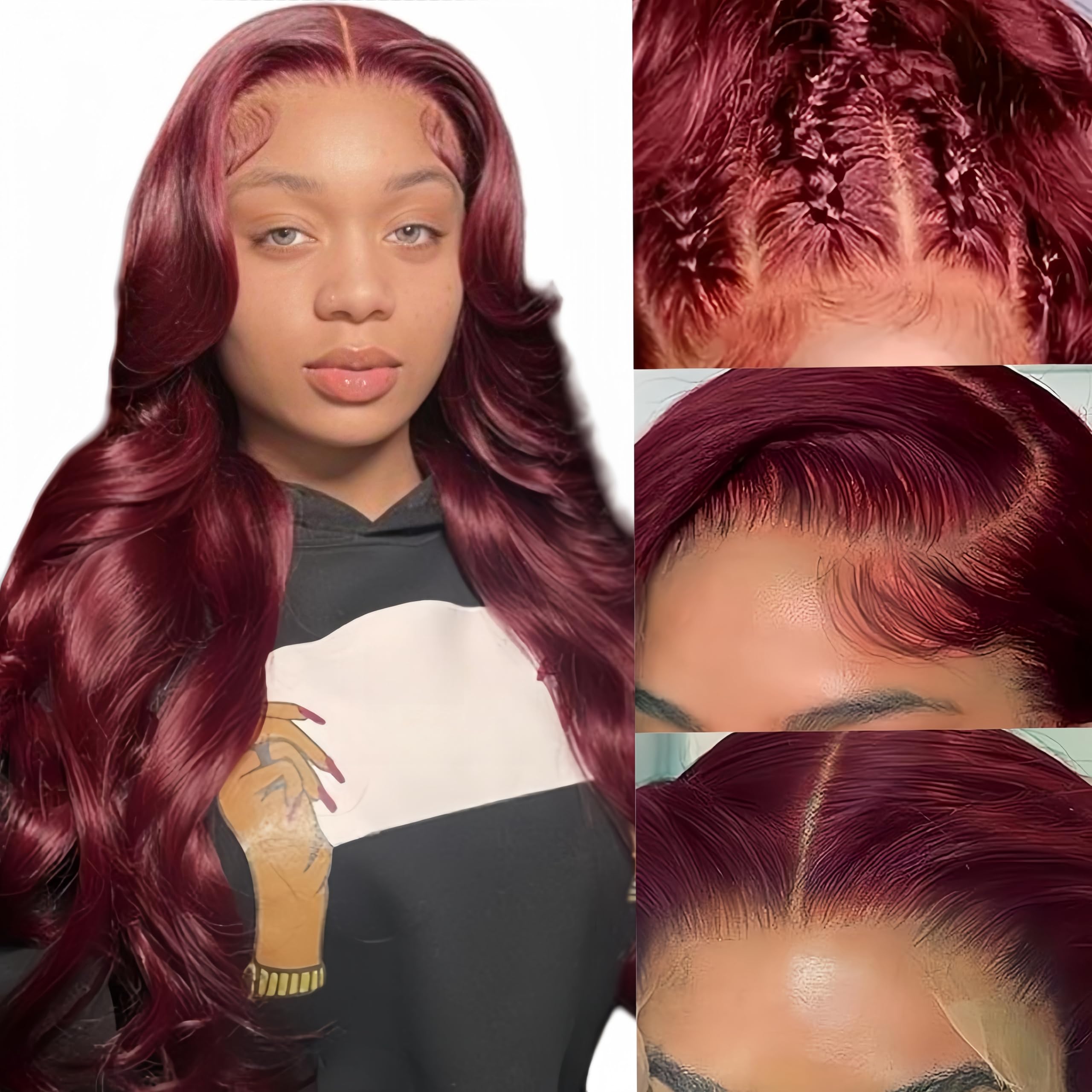 30 Inch 99J Burgundy Lace Front Wigs Human Hair - 180% Density 13x4 HD Transparent Lace - Body Wave Lace Frontal Wigs Wine Red - Glueless Colored Human Hair Wigs for Women - Perfect for Cosplay, Daily Wear & Special Occasions