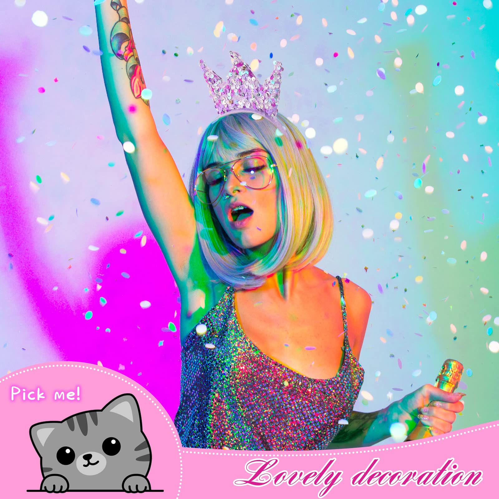 12 Pack Glitter Princess Crown Headbands for Girls - Sparkly Birthday Party Favors & Decorations - Perfect for Princess Themed Parties, Dress Up, and Photo Props