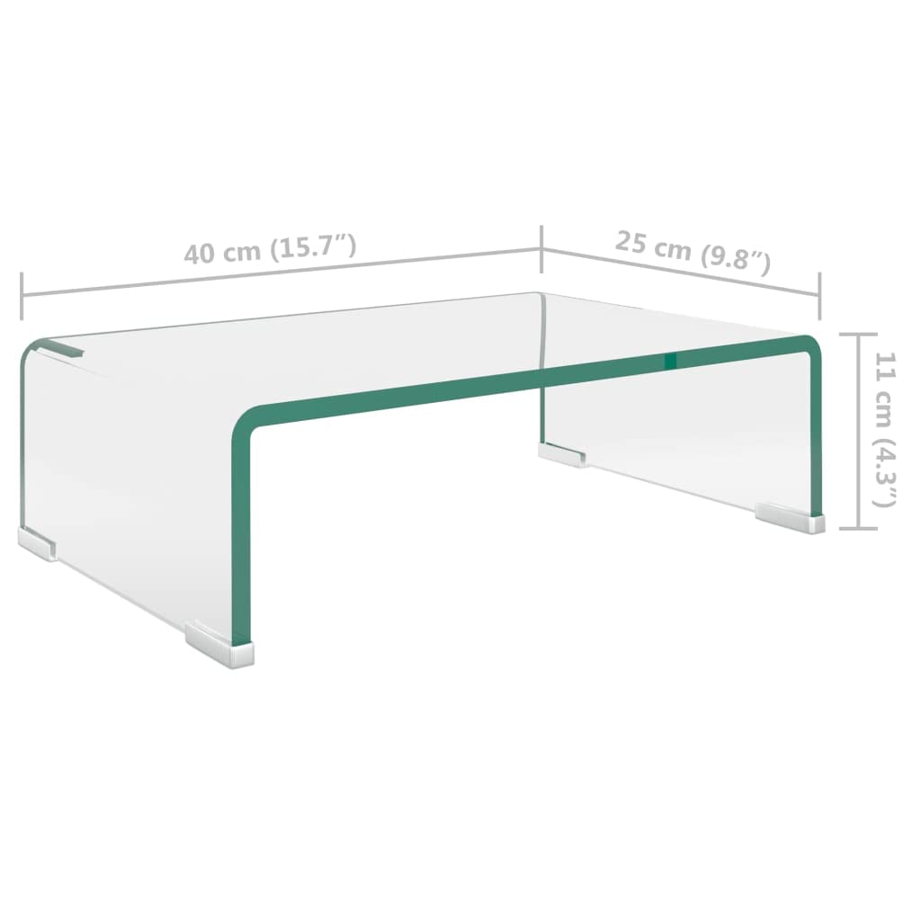 Modern Glass TV Stand with Storage - 15.7