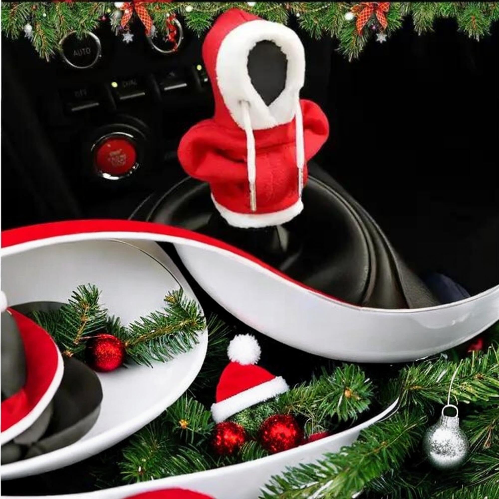 Funny Christmas Universal Car Gear Shift Hoodie & Knob Cover - Car Interior Accessories & Decorations for Festive Driving