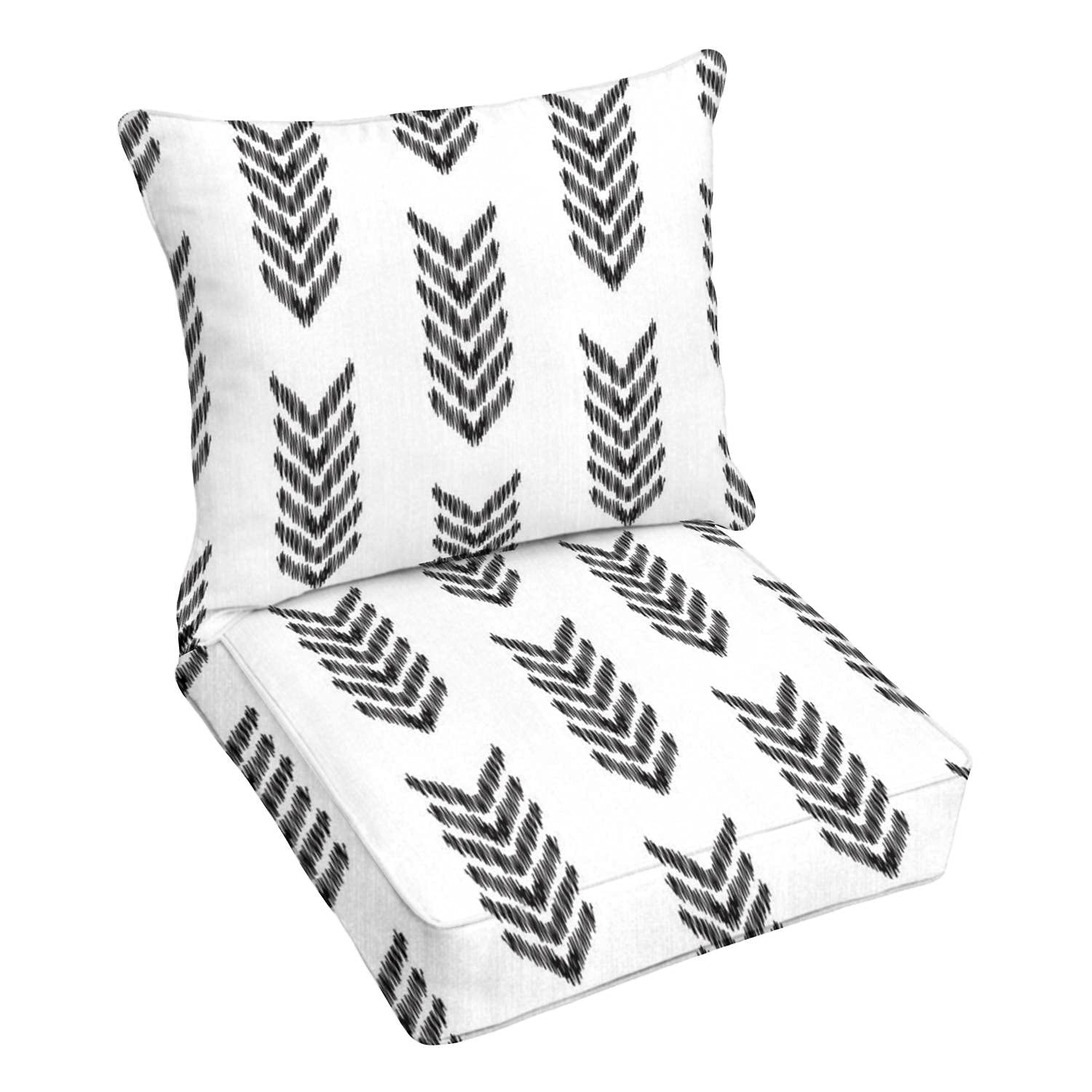 Premium Outdoor Deep Seating Cushion Set - Waterproof Ikat Pattern Patio Furniture Cushions for Lounge Chairs - Perfect for Backyard, Poolside & Conversation Areas - Durable Replacement Cushions for Outdoor Sofas and Deep Seating