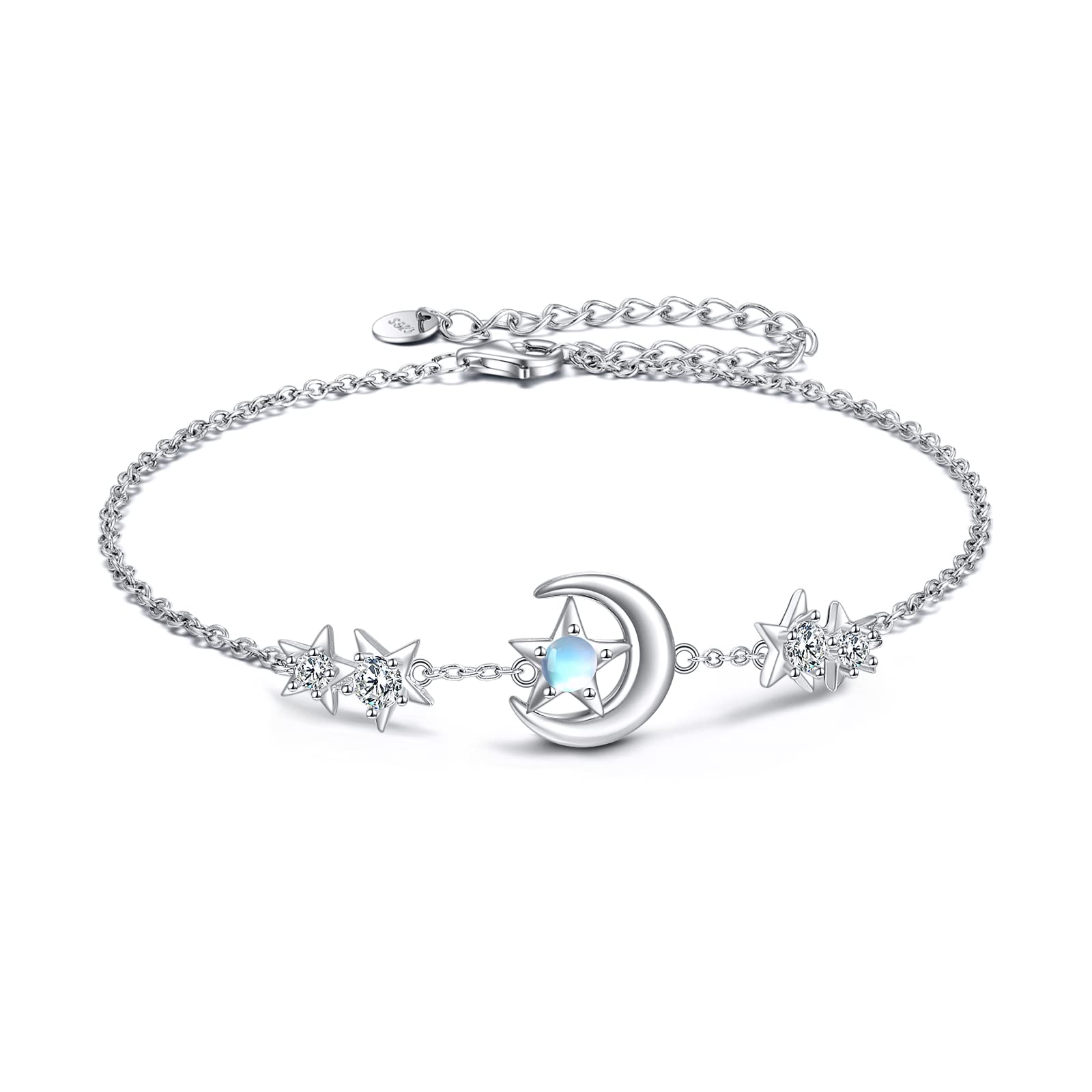 YAFEINI 925 Sterling Silver Adjustable Heart Cross Star Anklet Bracelet for Women - Fashionable Foot Chain Jewelry for Beach, Casual Wear & Gift for Women Girls