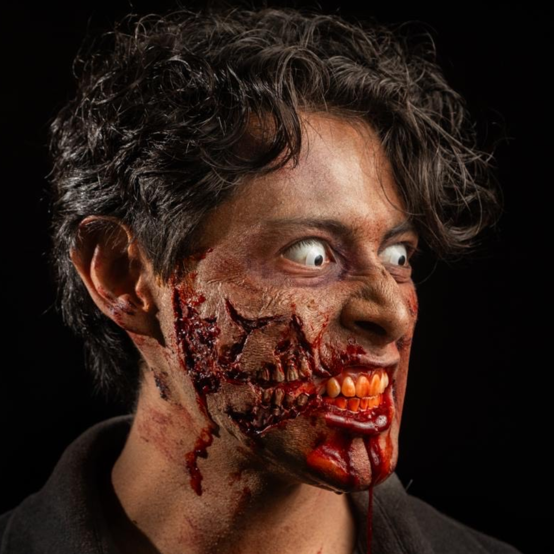 Zombie Face Prosthetic - Realistic Halloween Mask for Cosplay, Horror Parties & Theatrical Makeup | Scary Costume Accessory