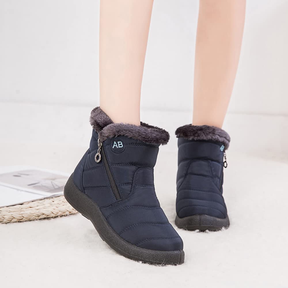 Women's Winter Snow Boots - Fur Lined Waterproof Ankle Booties with Slip-On Design for Outdoor Activities, Hiking & Cold Weather Fashion
