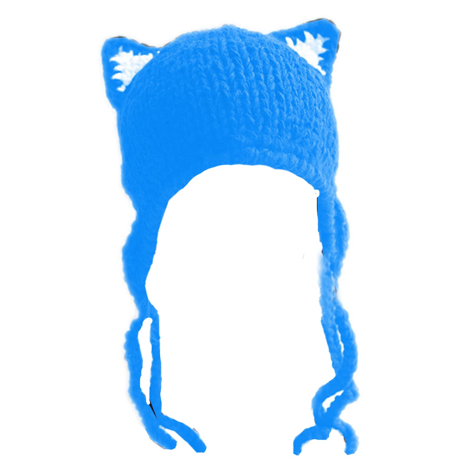 Handmade Knit Cat Ear Beanie Hat for Women - Soft Crochet Winter Cap with Cute Pussy Ears (Sky Blue) | Warm Fashion Accessory for Outdoor Activities, Cosplay & Casual Wear