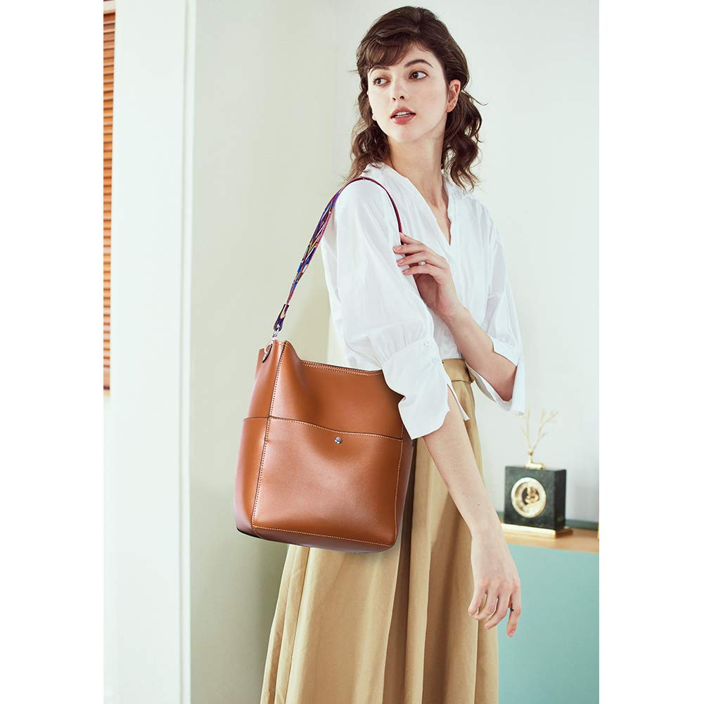 Vegan Leather Bucket Bag for Women with 2 Adjustable Shoulder Straps - Perfect for Work, Travel & Everyday Use