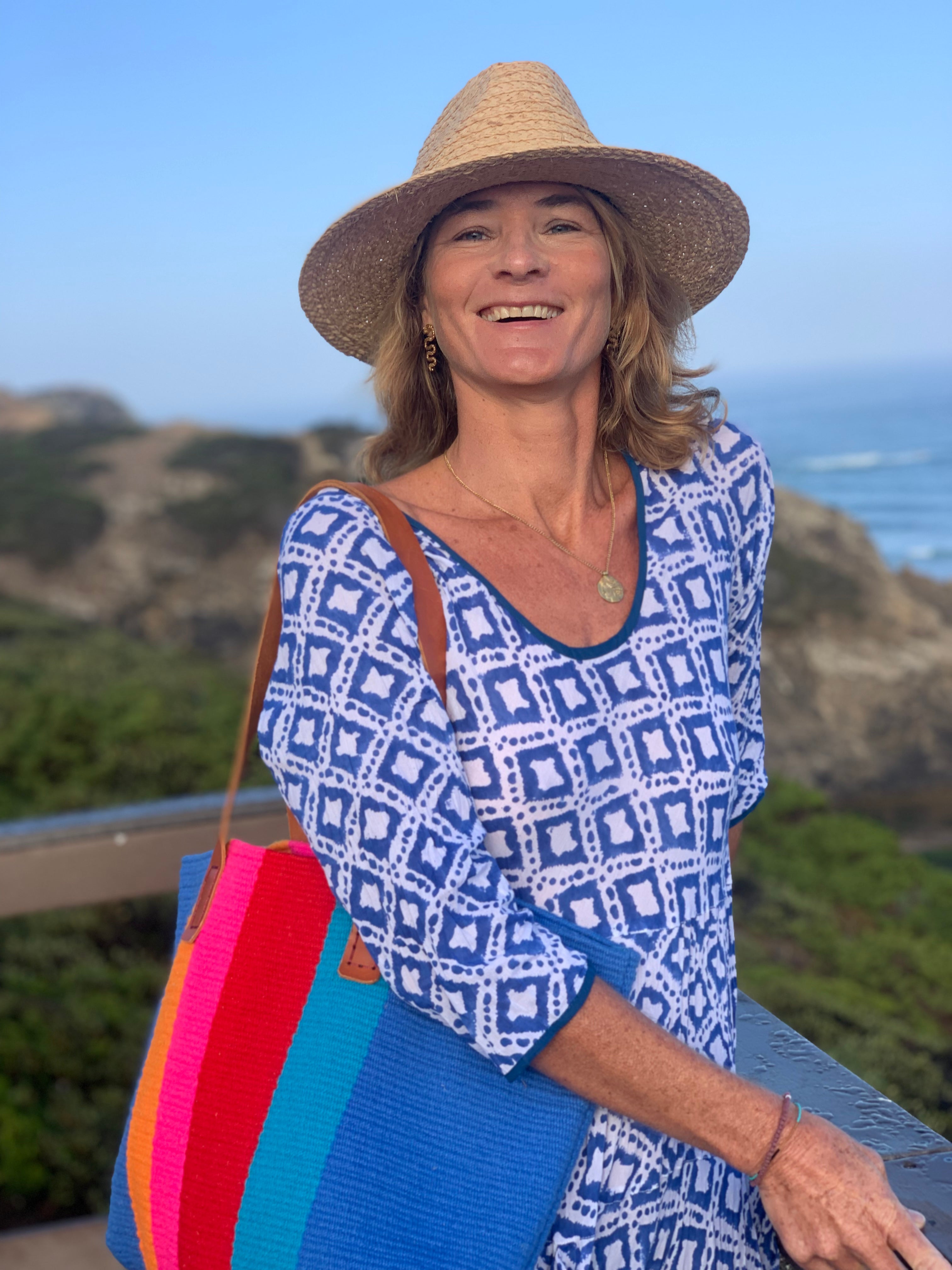 Stylish Blue Hand Block Print Sundress with Open Back - Perfect for Beach Vacations, Summer Parties & Casual Outings