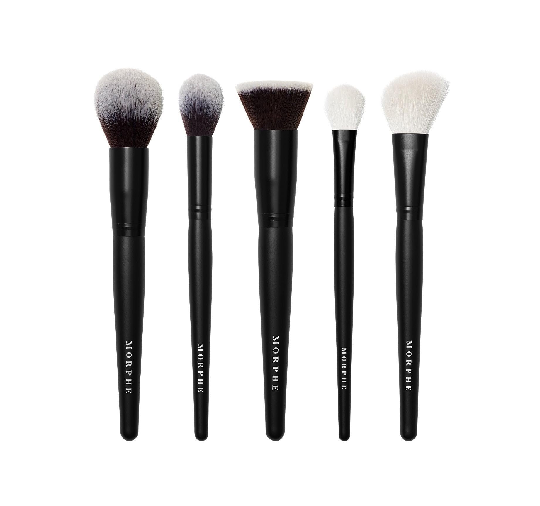 Morphe Face The Beat 5-Piece Makeup Brush Set - Foundation, Blush, Contour & Blending Brushes with Synthetic Bristles & Travel Case - Perfect for Professional Makeup Artists & Everyday Beauty Routine (5 Count)