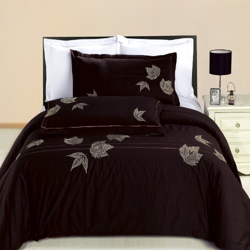 Newbury Embroidered 8-Piece Full Size Bed in a Bag Comforter Set - 100% Cotton 300 Thread Count | Includes 4-Piece Sheet Set, 3-Piece Duvet Cover & Down Alternative Comforter | Perfect for Master Bedroom, Guest Room & Dorm Decor