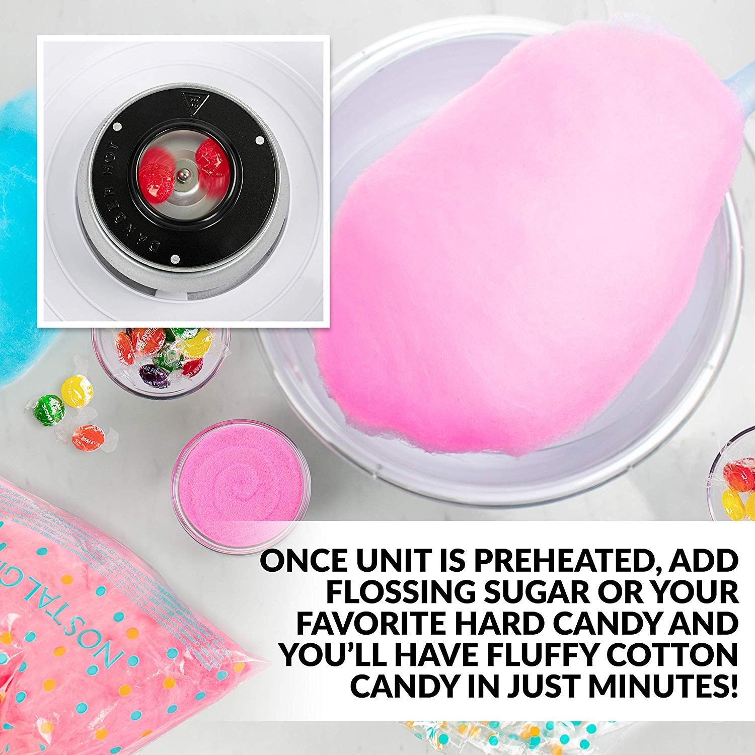 Electric Cotton Candy Maker for Home - Sugar-Free Candy Machine for Family Fun