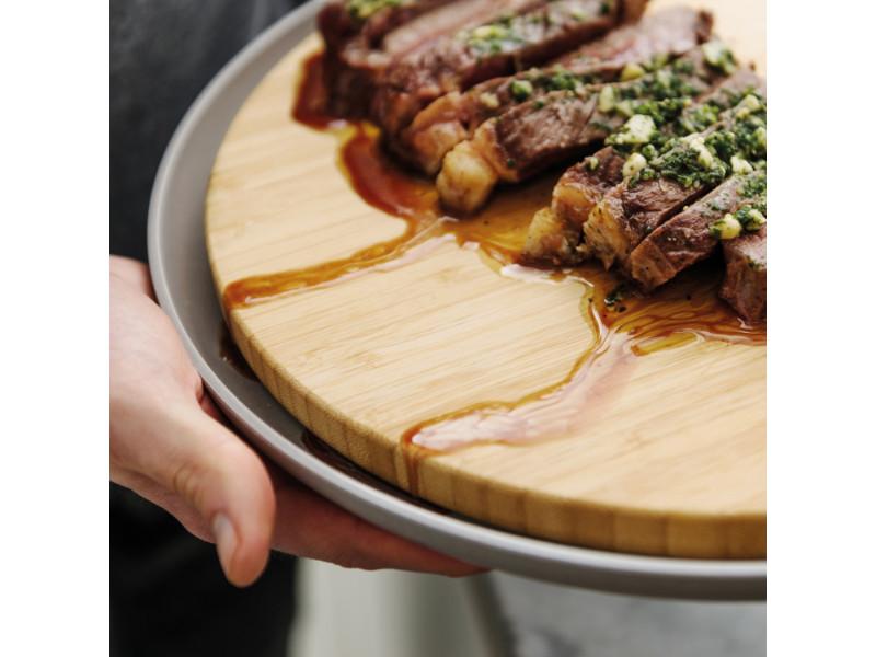 BergHOFF Leo 14.25 Inch Bamboo Cutting Board with Serving Tray - Eco-Friendly Kitchen Chopping Board for Meat, Vegetables & Cheese - Perfect for Food Prep, Charcuterie & Entertaining