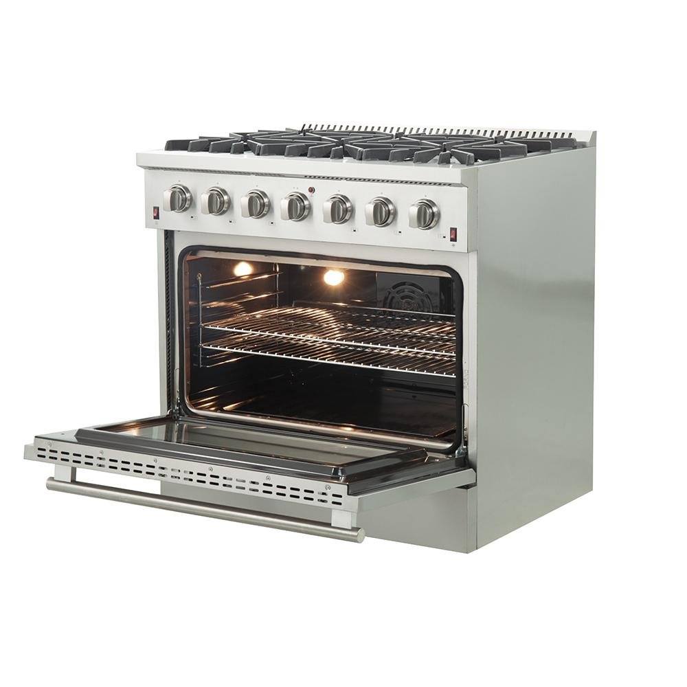 36 Inch Gas Range with 6 Burners & Convection Oven - Forno Galiano FFSGS6244 36 | Professional Stainless Steel Stove for Home Kitchen, Restaurant & Commercial Use