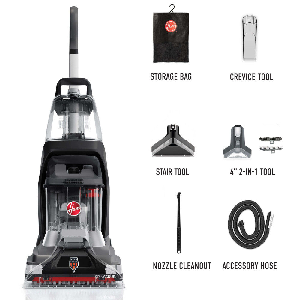 HOOVER FH68040VDI PowerScrub XL Pet Plus Corded Upright Carpet Cleaner Vacuum - Factory Serviced with Home Essentials Warranty - Perfect for Pet Hair Removal & Deep Cleaning Carpets, Upholstery, and Stairs