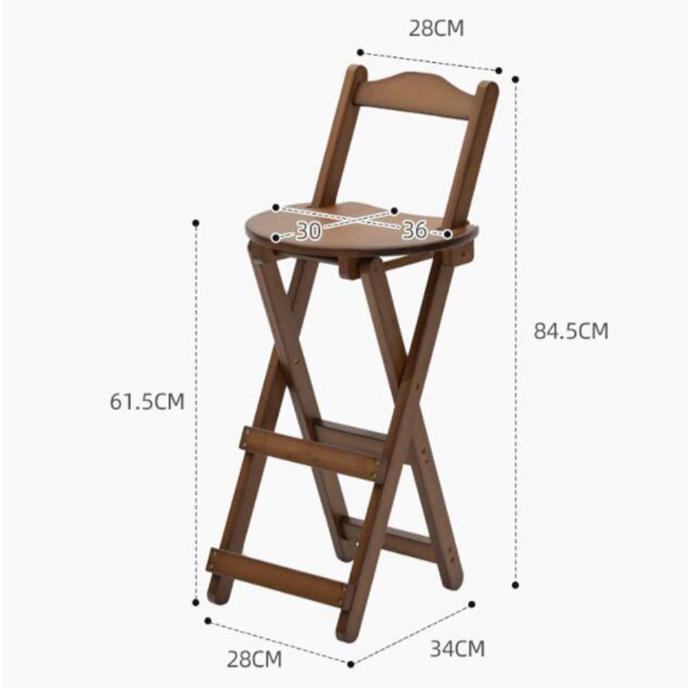 Solid Wood Folding Bar Stools with Backrest & Footrest - Counter Height Kitchen Stools for Breakfast Nook, Dining Room & Home Bar - Brown Wooden Stools for Compact Spaces