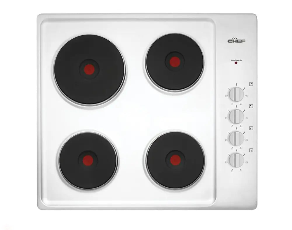 Chef CHS642SB 60cm 4-Zone Electric Solid Cooktop - Stainless Steel Induction Stove for Modern Kitchens | Perfect for Home Cooking & Professional Chefs