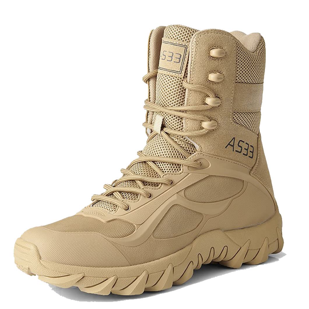 Men's Tactical Military Boots - Desert Combat & Outdoor Work Boots for Hiking, Motorcycle Riding & Mountain Climbing - Durable Footwear for Adventure & Heavy Duty Use