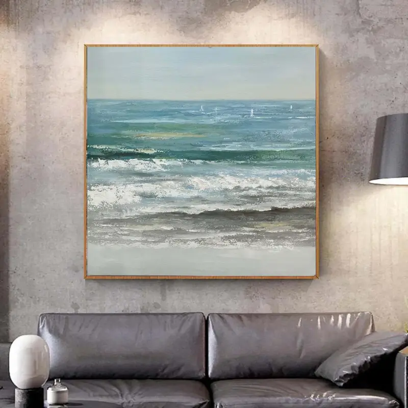 Ocean and Sky Painting #OS 014 - Handmade Canvas Wall Art for Home Decor, Office, Living Room & Bedroom