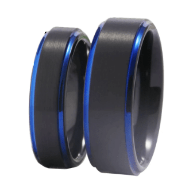 Blue Black Wedding Engagement Ring for Couples - Elegant Matching Bands for Him & Her - Perfect for Proposals, Anniversaries & Romantic Occasions