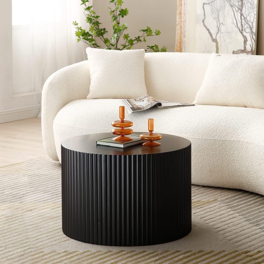 Modern Round Wooden Nesting Coffee Table Set of 2 - 23.62