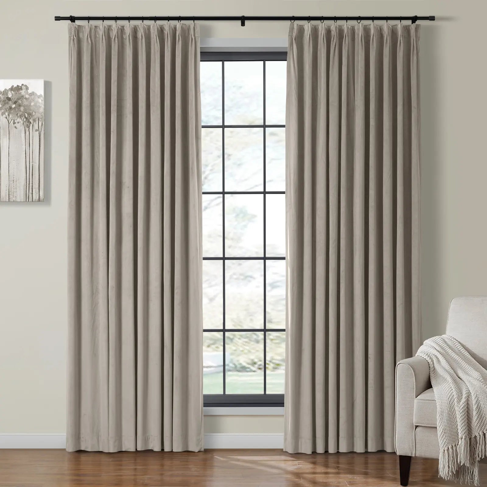 Birkin Velvet Curtain Pleated - Luxurious Blackout Drapes for Living Room & Bedroom - Elegant Window Treatment for Home Decor