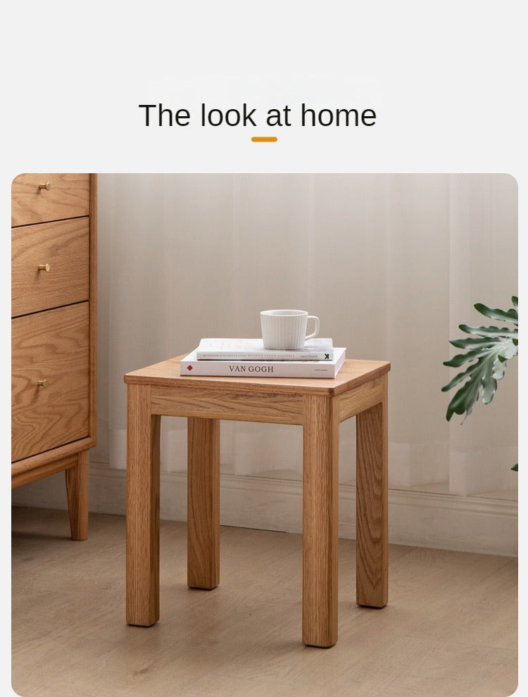 Solid Oak Wood Stool - Rustic Bar Stool, Kitchen Island Stool & Counter Height Stool for Home, Cafe and Restaurant Use
