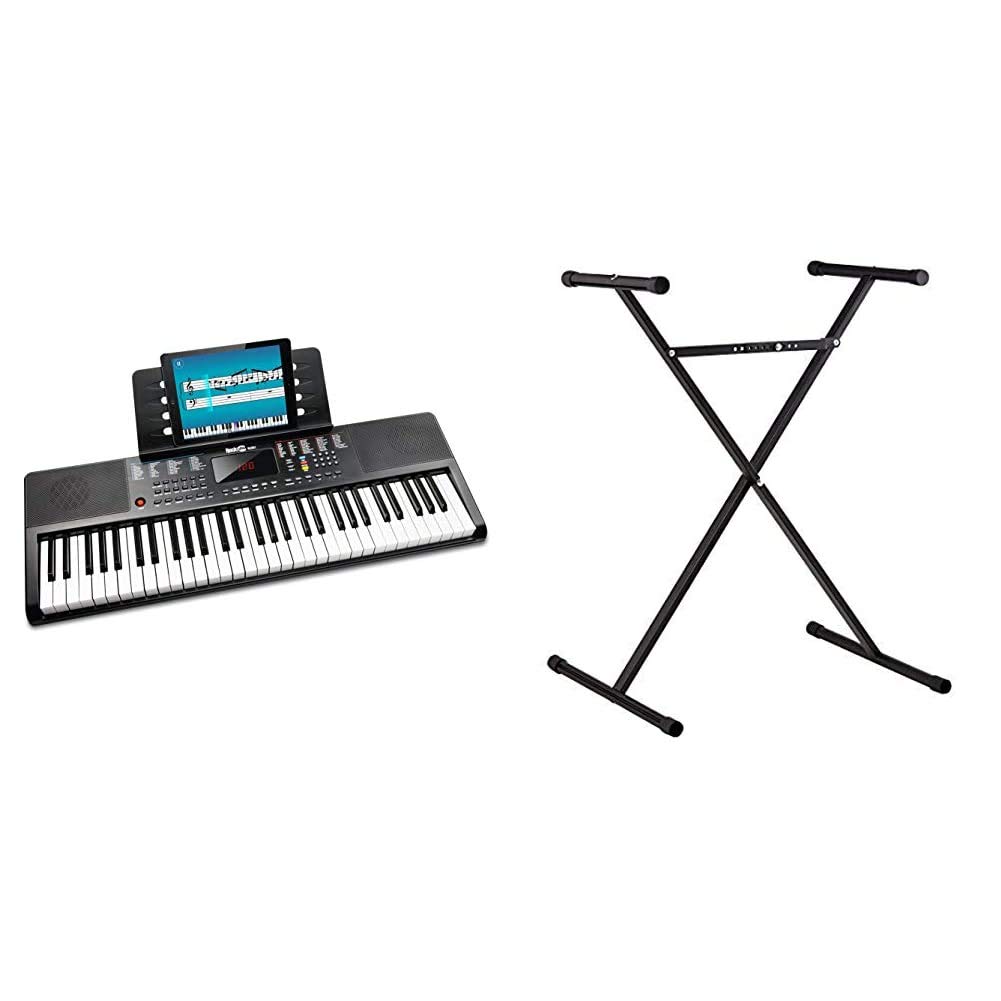 RockJam 61-Key Electronic Keyboard Piano Bundle with Stand, Power Adapter, Headphones & Sheet Music - Perfect for Beginners, Home Practice & Music Lessons