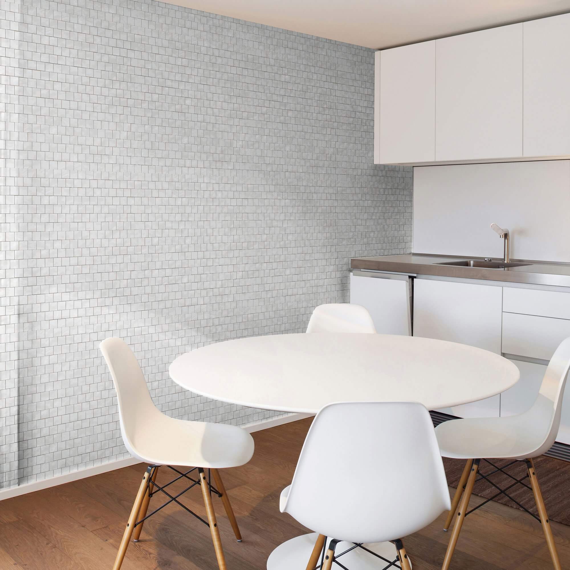 White Geometric Tile Peel and Stick Removable Wallpaper - Self-Adhesive Wall Decal for Kitchen Backsplash, Bathroom, Living Room & Bedroom Decor