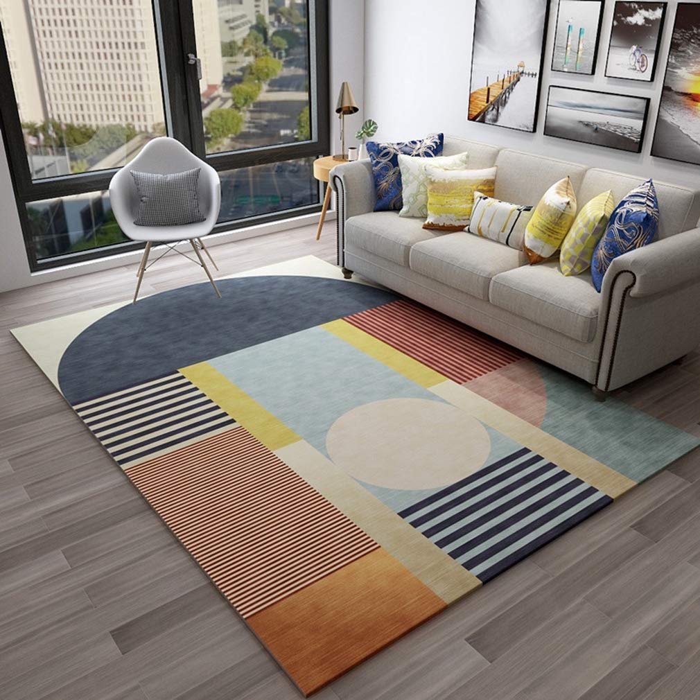 Soft Abstract Art Area Rug - Non-Slip Fleece Living Room Carpet for Kids Playroom, Nursery & Bedroom | 4'x6.5' Modern Nordic Indoor/Outdoor Runner Mat for Home Decor, Crawling & Floor Protection