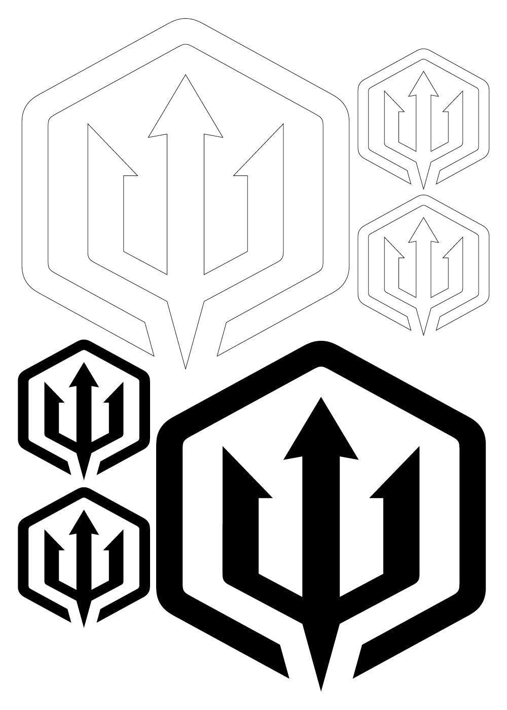 Adreno Trident Vinyl Transfer Sticker Sheet - Black & White - Perfect for Laptops, Water Bottles, and DIY Crafts