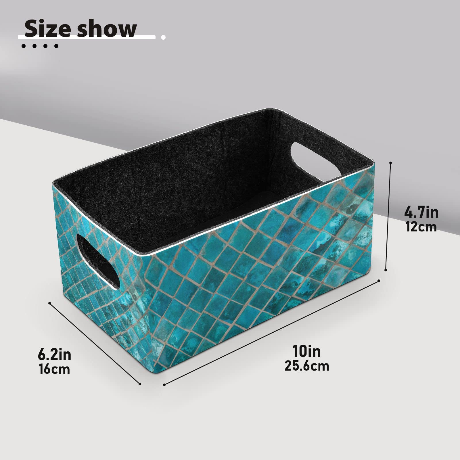 Shiny Turquoise Ceramic Storage Baskets - Foldable Organizer for Shelves, Closet & Nursery