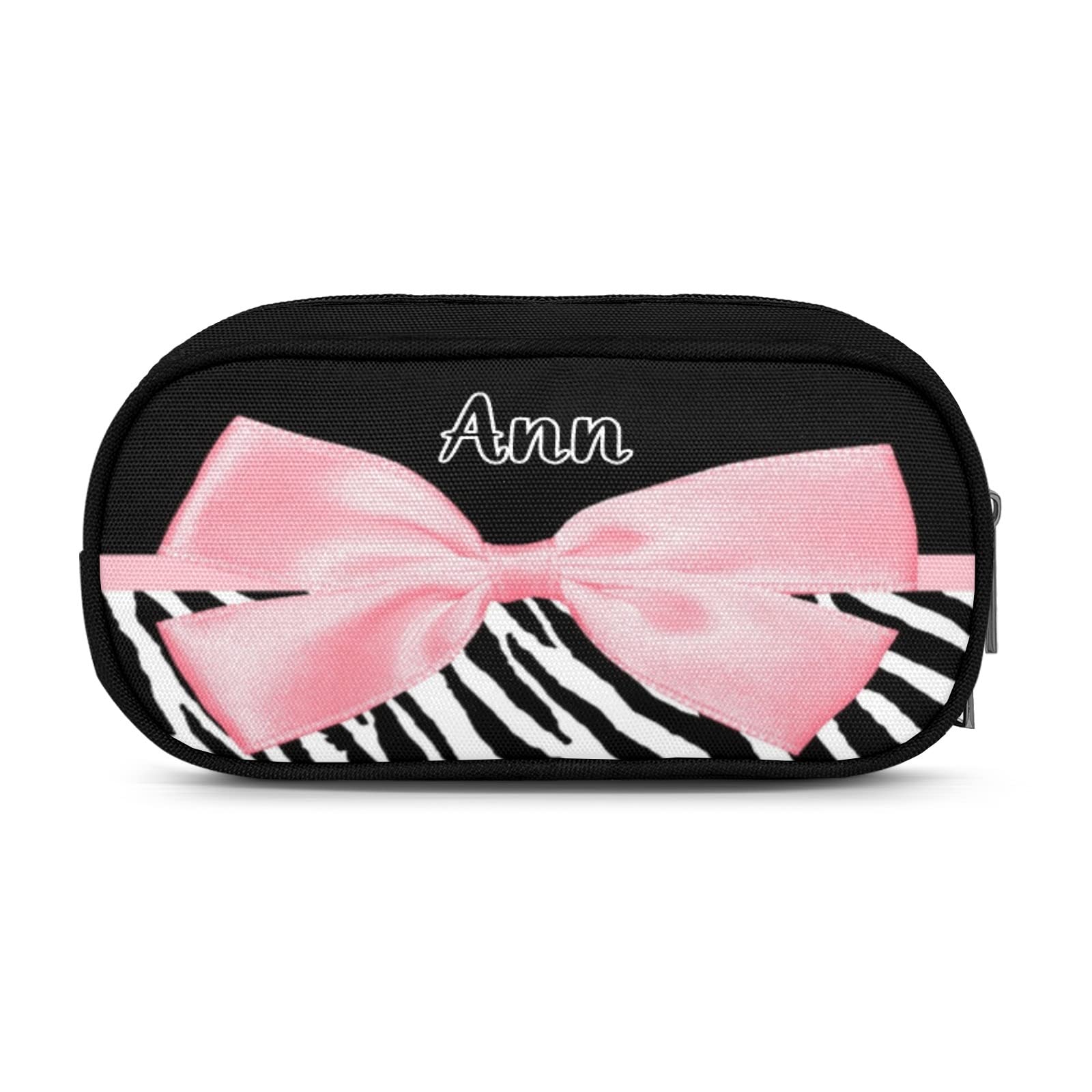 Personalized Zebra Print Pencil Pouch - Large Capacity Pen Case with Name, Big Storage Stationery Organizer for School, Office & Travel Essentials