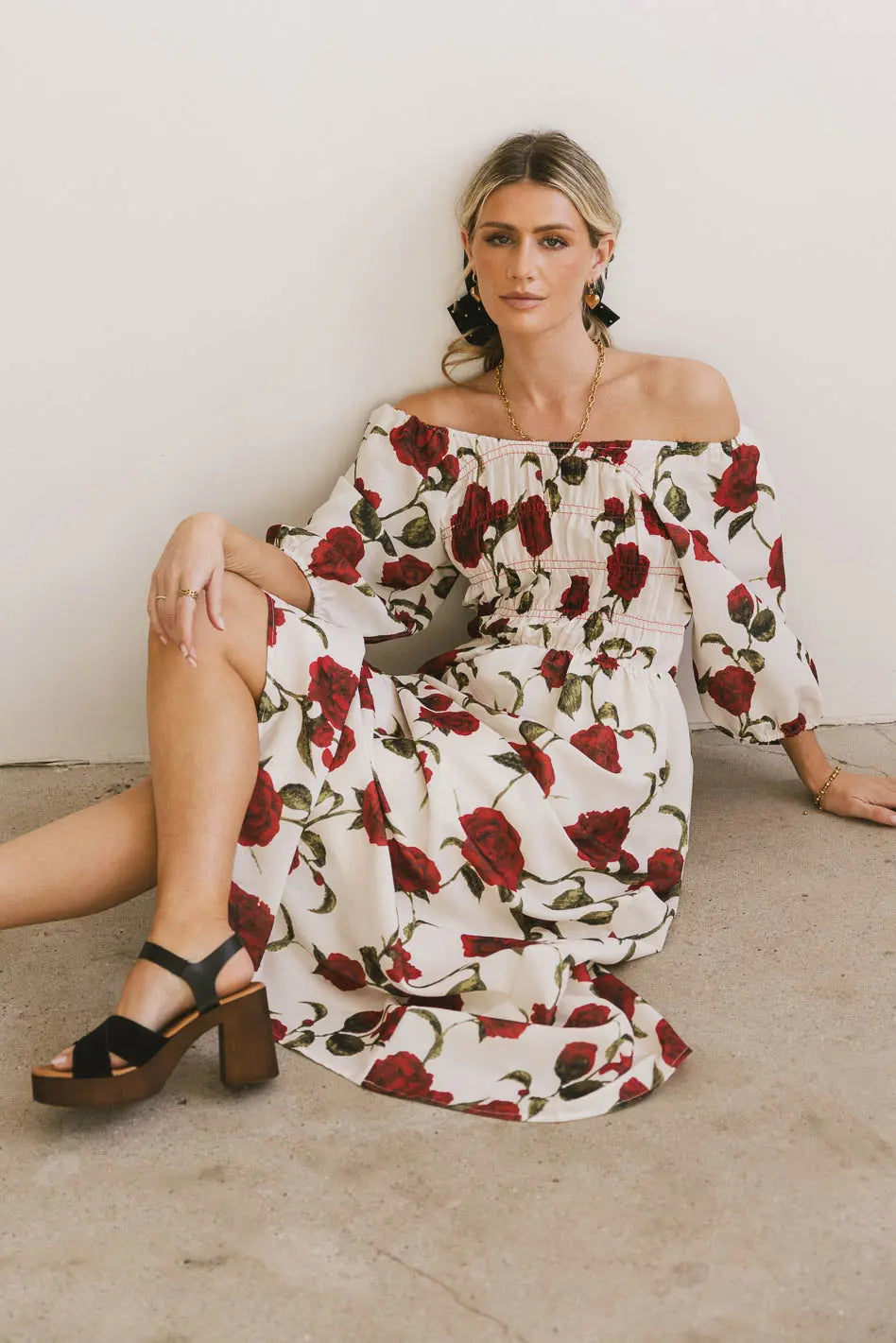 Stylish Marnie Smocked Midi Dress in Vibrant Red | Flattering Fit for Women | Perfect for Summer Parties, Weddings & Date Nights