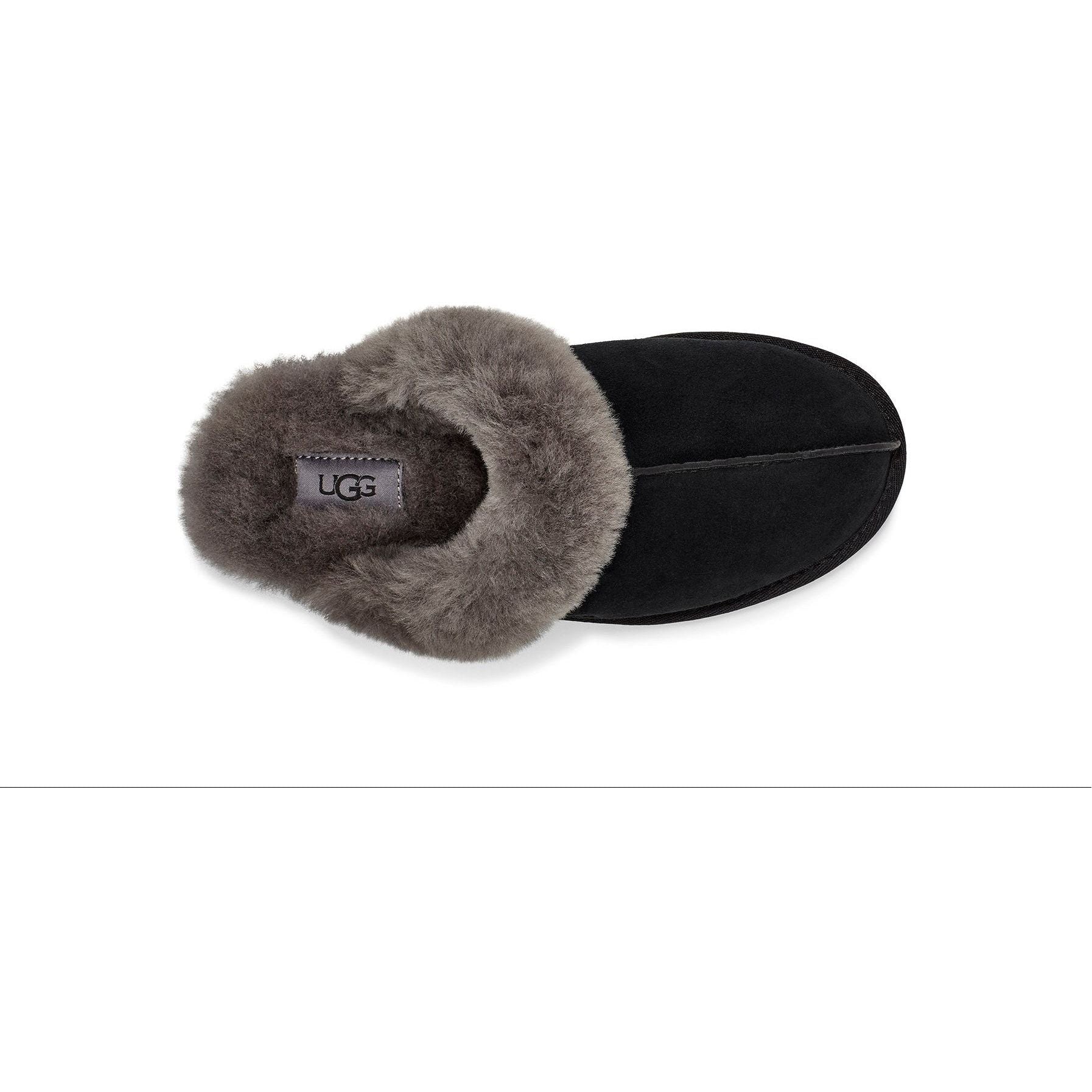 UGG Women's Scuffette II Slippers - Cozy Indoor/Outdoor House Shoes with Soft Fleece Lining for Winter Comfort (Black Grey) - Perfect for Lounging at Home, Running Errands & Cold Weather Wear