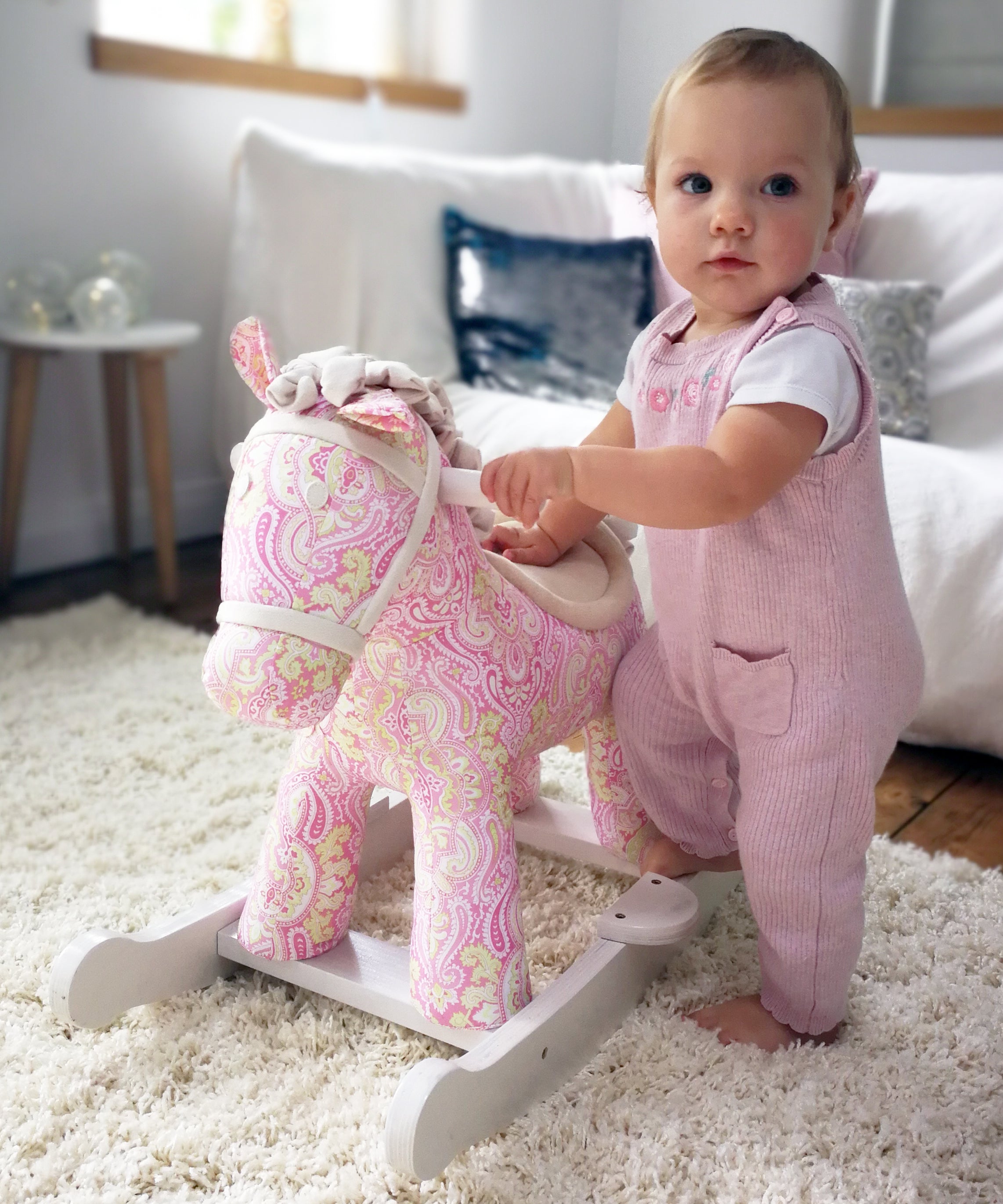 Pixie & Fluff Wooden Rocking Horse for Kids - Classic Nursery Decor & Toddler Ride-On Toy - Perfect for Playrooms, Bedrooms & Gift Giving