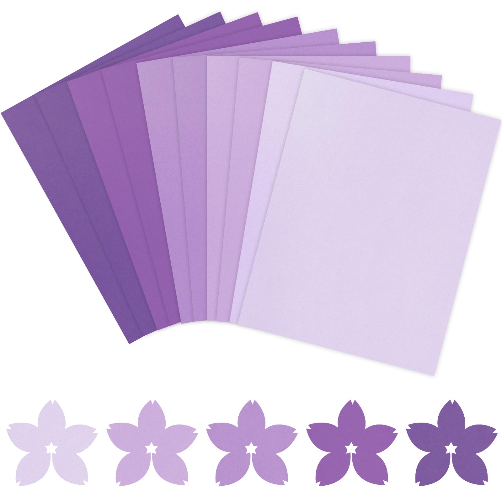 Whaline 50 Sheet 8.5 x 11 Inch Purple Cardstock Paper - 5 Solid Lavender Colors, 65lb Heavyweight Scrapbook Paper for DIY Crafts, Card Making, Invitations, School Projects, Office Supplies & Spring Decorations