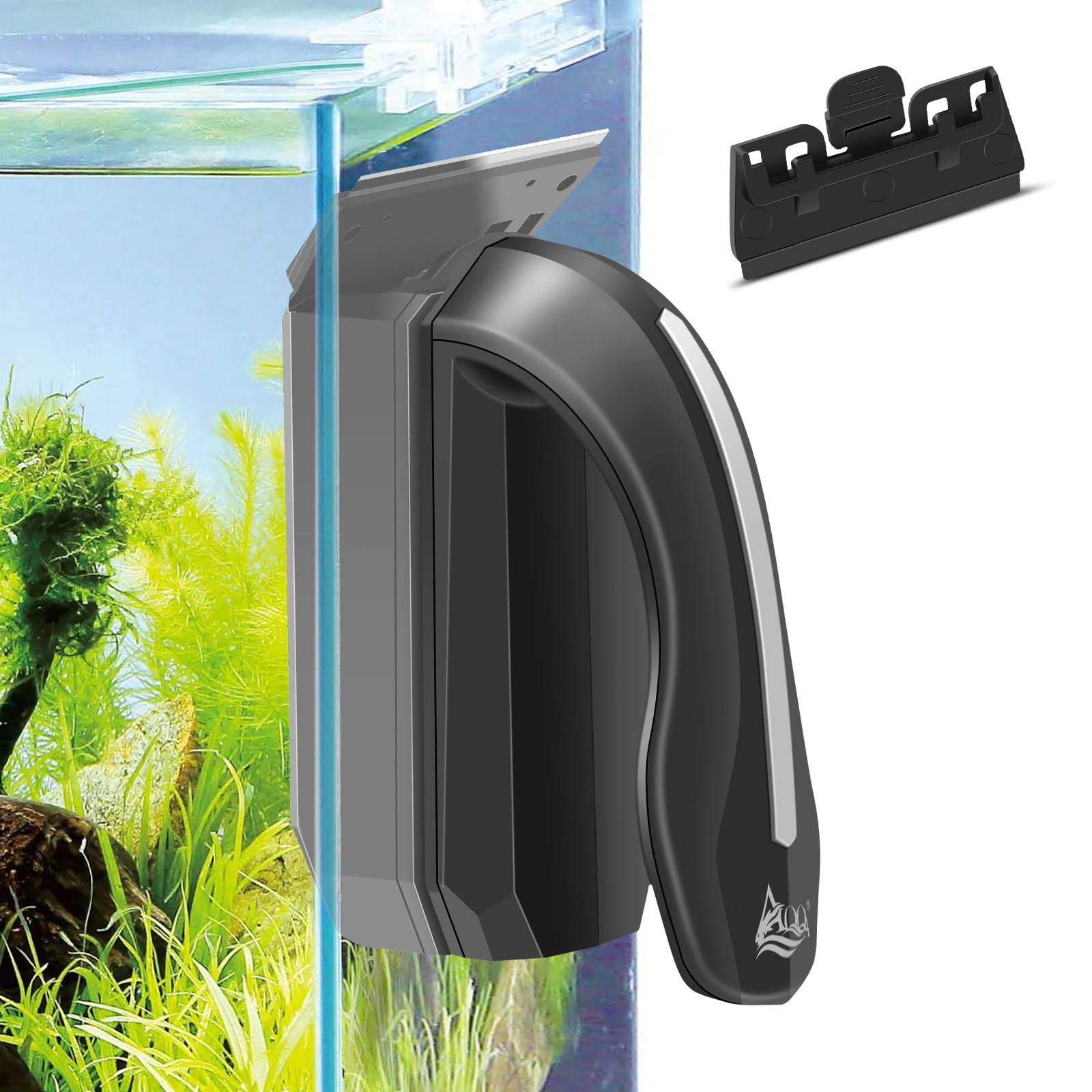 AQQA Magnetic Aquarium Cleaner for Glass & Acrylic Tanks - Dual Scraper Algae Remover Brush for Freshwater & Saltwater Fish Tanks (XL Size) - Perfect for Reef, Planted, and Nano Aquariums